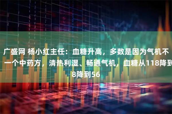 广盛网 杨小红主任：血糖升高，多数是因为气机不畅！一个中药方，清热利湿、畅通气机，血糖从118降到56